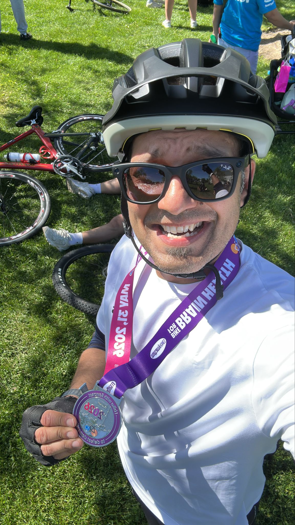 Finish line selfie with Baycrest medal